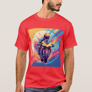 Motorcyclist Racing Dynamic Illustration T-Shirt