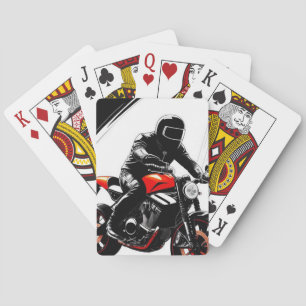 Motorcyclist Riding a Stylish Street Bike Playing Cards