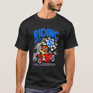 Motorcyclist Riding Into 5 Year Old Boy Motorcycle T-Shirt