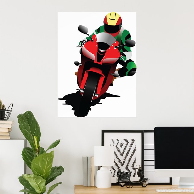 Motorcyclist Riding Red Sportbike Poster (Creator Uploaded)