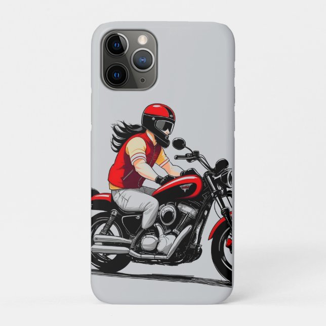Motorcyclist Riding Through Action-Packed Street Case-Mate iPhone Case (Back)