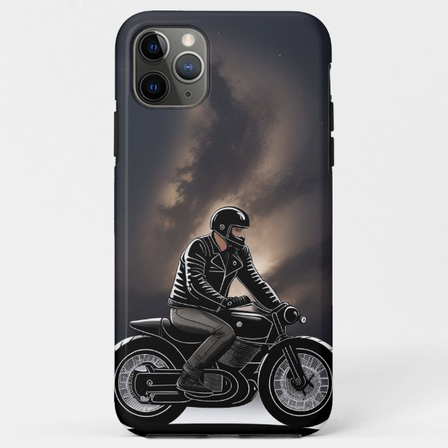 Motorcyclist Riding Under Moonlit Sky Case-Mate iPhone Case (Back)