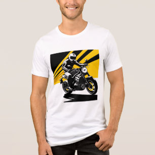 Motorcyclist Riding with Dynamic Backdrop Tri-Blend Shirt