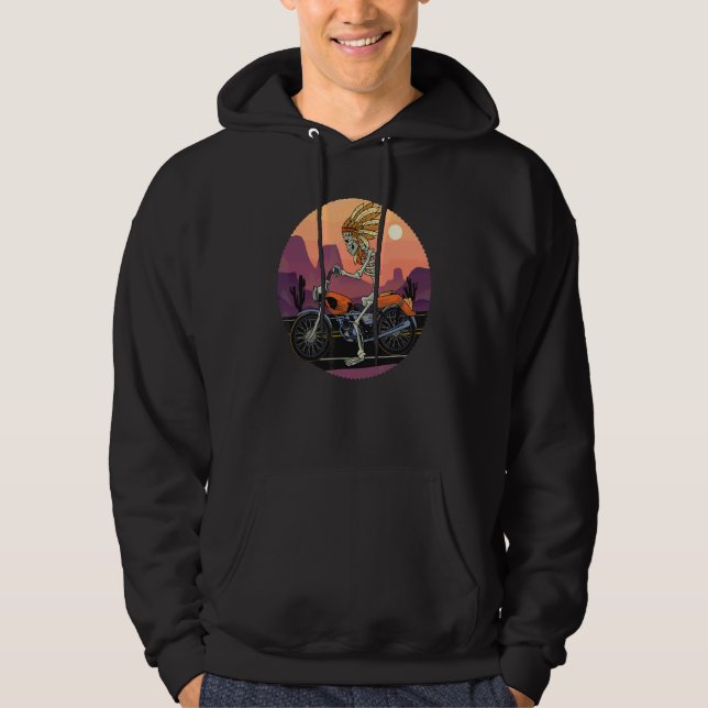 Motorcyclist Skeleton On The Motorcycle Motorcycli Hoodie (Front)