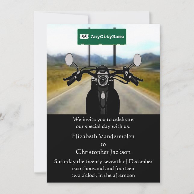 Motorcyclist Wedding Invitation (Front)