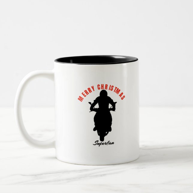 Motorcyclists christmas  or birthday gift.bikers Two-Tone coffee mug (Left)