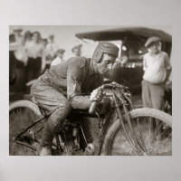 Motorcyle Racer, 1922. Vintage Photo