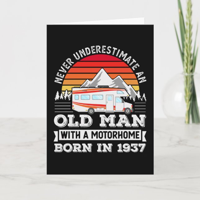 Motorhome - born 1937 90th Birthday Gift Old Man Card (Front)