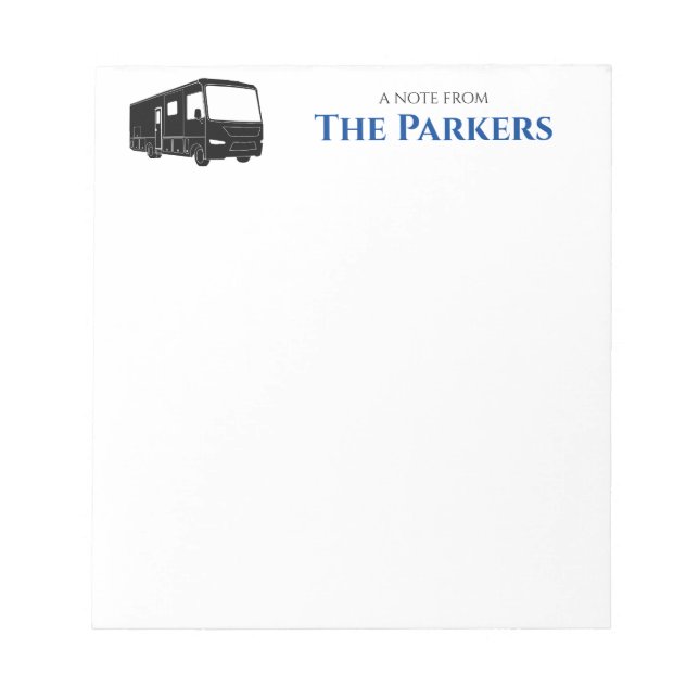 Motorhome / Camper / RV - Personalised Notepad (Front)