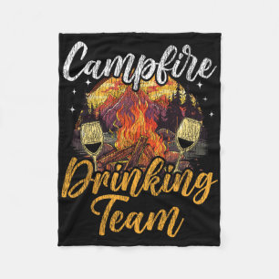 Motorhome Camping Retro Drunk Alcohol Beer Campfir Fleece Blanket