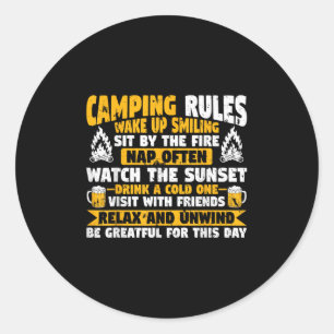 Motorhome Funny Camper Camping Rules Classic Round Sticker