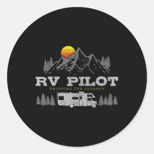 Motorhome Pilots Vintage Mountain Camping Road Tri Classic Round Sticker