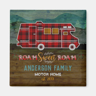 Motorhome RV Camper Travel Van Rustic Personalised Magnet
