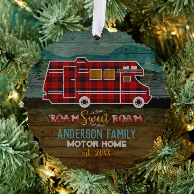Motorhome RV Camper Travel Van Rustic Personalised Tree Decoration Card (Insitu (Tree))