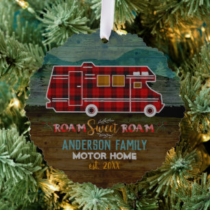 Motorhome RV Camper Travel Van Rustic Personalized Tree Decoration Card
