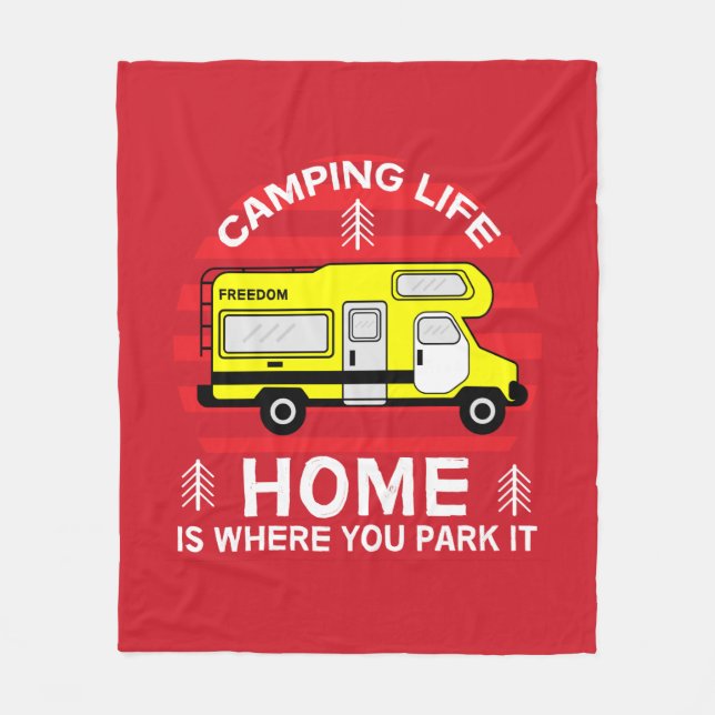 Motorhome | RV Motorhome | Camping Life Latte Mug  Fleece Blanket (Front)