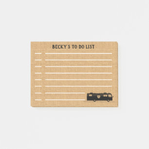 Motorhome RV Travel Van Rustic Burlap Custom To Do Post-it Notes