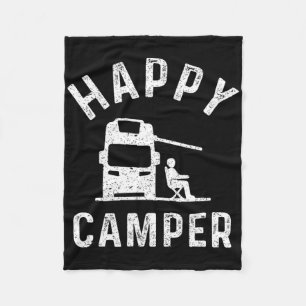 Motorhome T Shirts Happy Camper Fleece Blanket