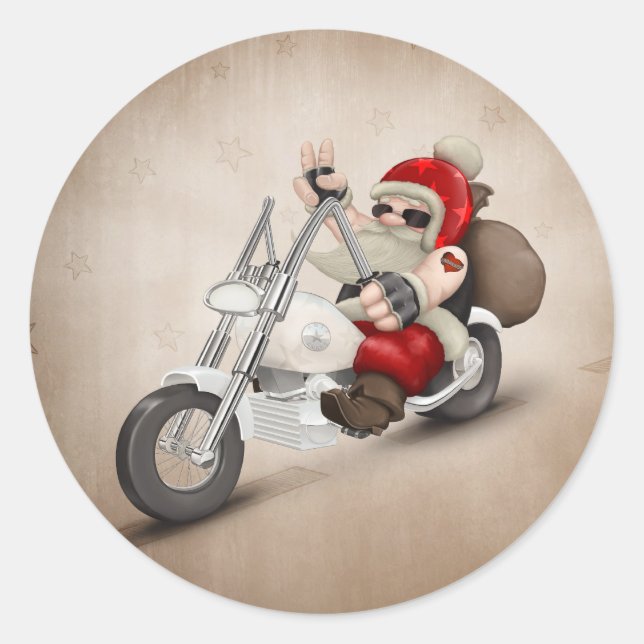 Motorised Santa Claus Classic Round Sticker (Front)