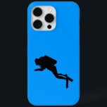 Motorola Droid RAZR - Scuba Diver iPhone 15 Pro Max Case<br><div class="desc">Black silhouette of scuba diver in the "deep blue sea"</div>