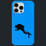 Motorola Droid RAZR - Scuba Diver iPhone 15 Pro Max Case<br><div class="desc">Black silhouette of scuba diver in the "deep blue sea"</div>