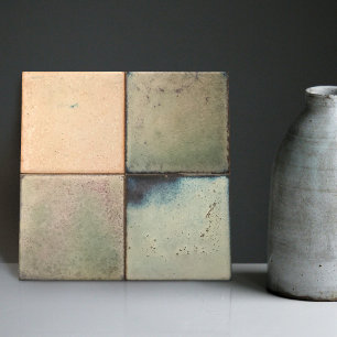Mottled Marbled Earth Tone Set of 4 Wall Decor Cer Tile