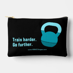 Motto Train Harder Go Further Electric-Blue Black Accessory Pouch