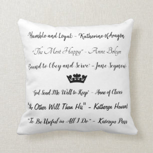 Mottos: Six Wives of Henry VIII with Rose Tapestry Cushion