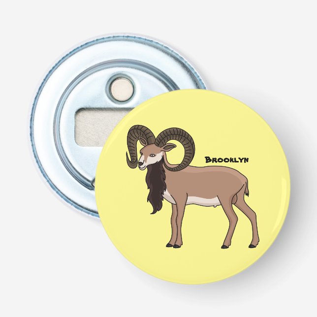 Mouflon goat illustration  bottle opener (Front)