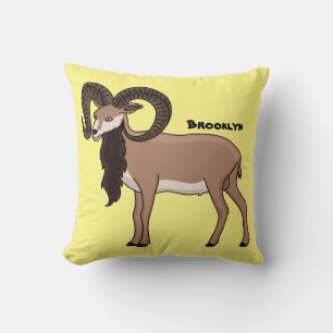 Mouflon goat illustration cushion