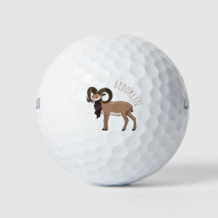 Mouflon goat illustration golf balls
