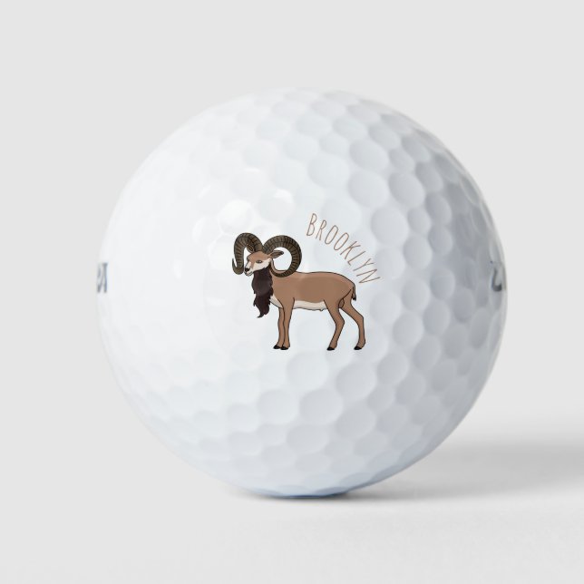 Mouflon goat illustration golf balls (Front)