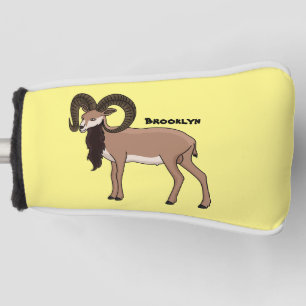 Mouflon goat illustration  golf head cover