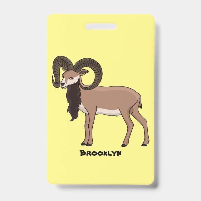 Mouflon goat illustration ID badge (Front)