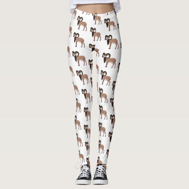 Mouflon goat illustration leggings (Front)