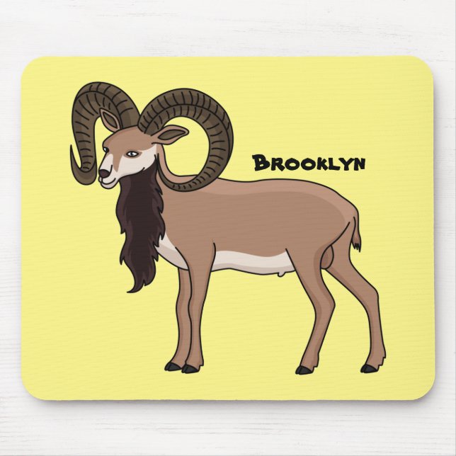 Mouflon goat illustration mouse mat (Front)
