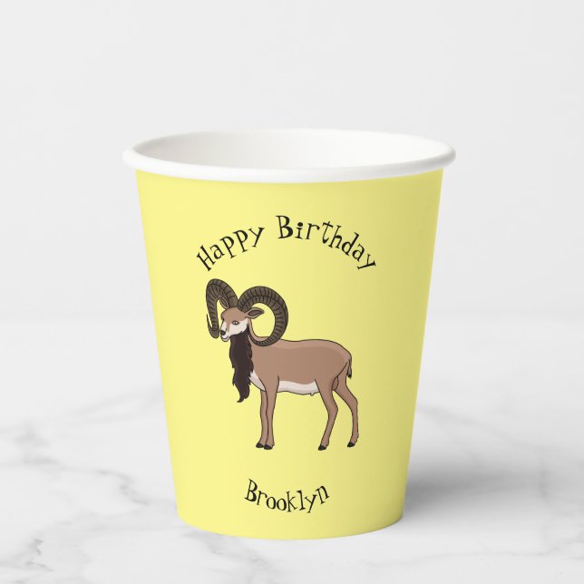 Mouflon goat illustration  paper cups (Front)