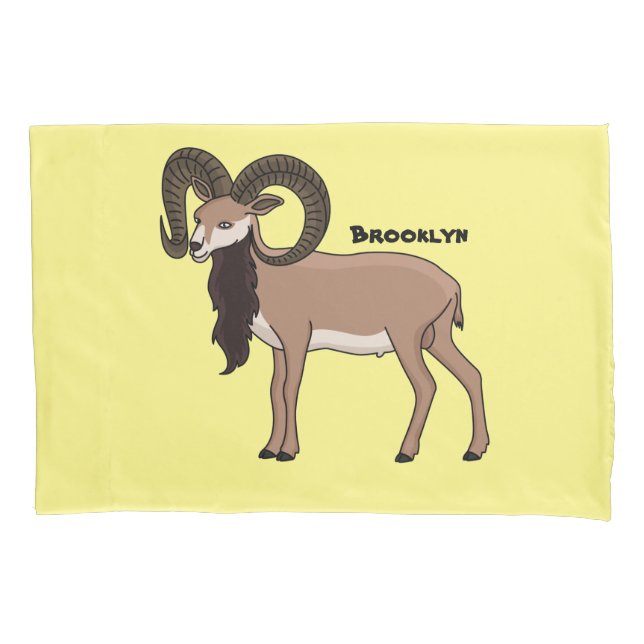 Mouflon goat illustration pillowcase (Front)
