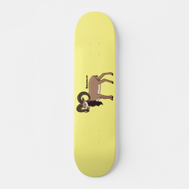 Mouflon goat illustration skateboard (Front)