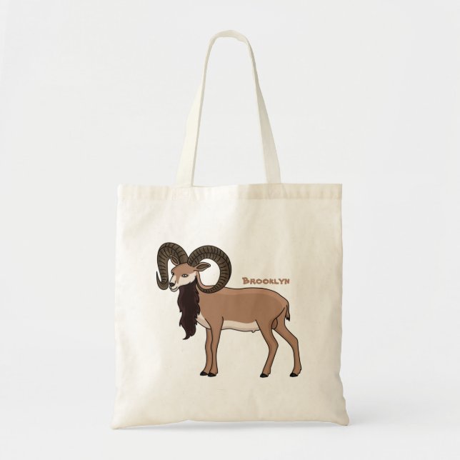 Mouflon goat illustration tote bag (Front)