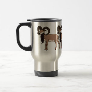 Mouflon goat illustration  travel mug