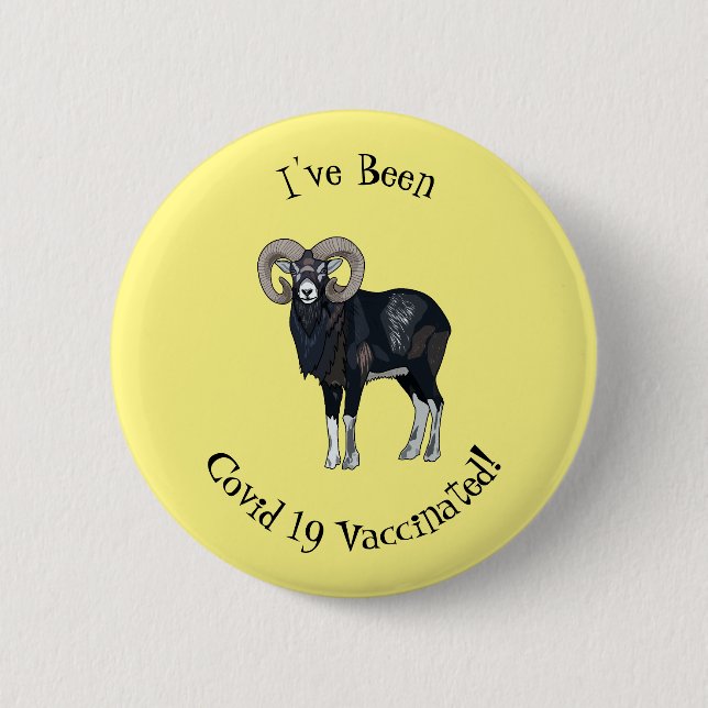 Mouflon sheep cartoon illustration 6 cm round badge (Front)