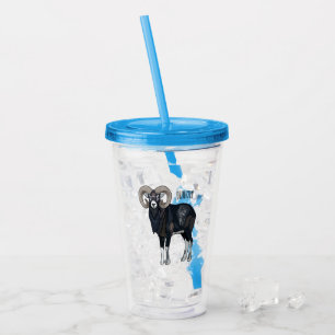 Mouflon sheep cartoon illustration acrylic tumbler