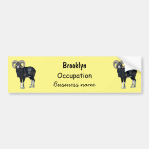 Mouflon sheep cartoon illustration bumper sticker