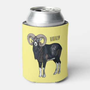 Mouflon sheep cartoon illustration can cooler