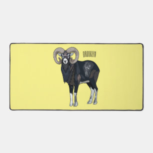 Mouflon sheep cartoon illustration desk mat