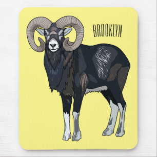 Mouflon sheep cartoon illustration mouse mat