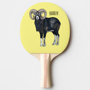 Mouflon sheep cartoon illustration ping pong paddle