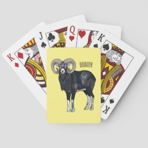 Mouflon sheep cartoon illustration playing cards