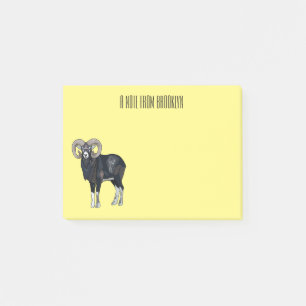 Mouflon sheep cartoon illustration post-it notes